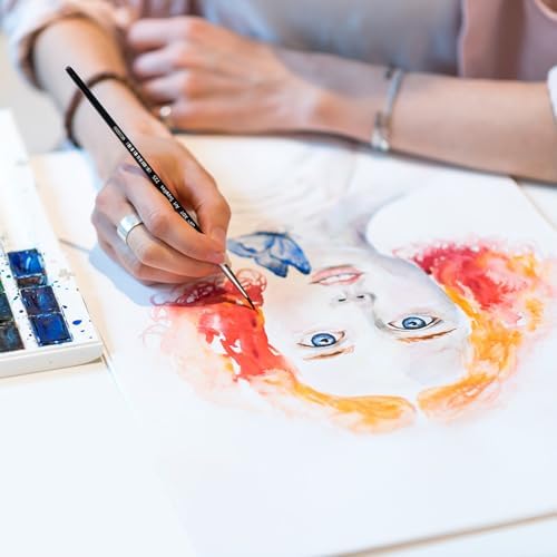 XDT#537#725 Fine Detail Artist Paint Brush 6 Piece Set, Miniature Brushes 4/0,3/0,2/0,1/0 for Micro Painting, Nail Model Acrylic Oil Watercolor, Black
