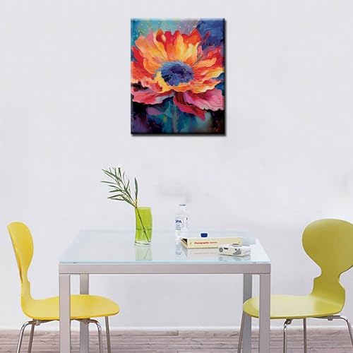 Sacred Peony Flower Paint by Number for Adult, Graffiti Painting by Number Kits On Canvas，DIY Oil Painting Acrylic Paints Painting,Living Room Decoration(Without Frame)