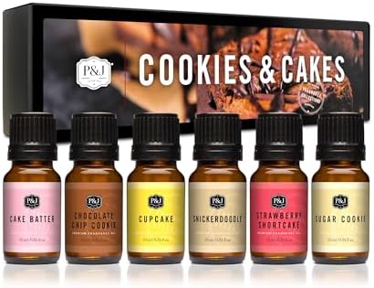 P&J Trading Fragrance Oils for Diffusers for Home Cookies & Cakes Set Fragrance Scents for Candle Making - Soap Making - Car Diffuser Scents - Essential Home Gift Set - Sugar Cookie & More