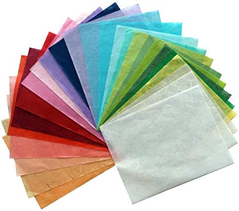 50 Sheets Handmade Mulberry Paper, Assorted Colors Natural Fiber Washi Paper for Card Making, Scrapbooking, Decoupage, Origami, DIY Crafts, and Wedding Invitations