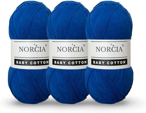 Baby Cotton, 55% Cotton 45% Acrylic Yarn, Fine/Sport (2) for Crochet and Knitting, Soft Amigurumi Yarn, 100 gr (361 yds)