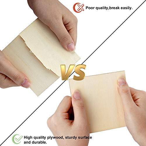 Blisstime 50PCS 4x4 Inch Wood Squares Unfinished Square Wood Pieces for Crafts,Painting, Writing, DIY Supplies, Engraving and Carving, Home Decorations (4x4 Inch 50Pcs)