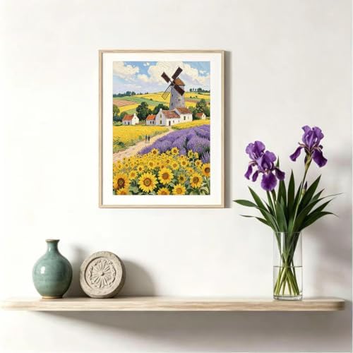 Sunflowers Windmill 5D Diamond Art Kit for Adults Full Drill Canvas