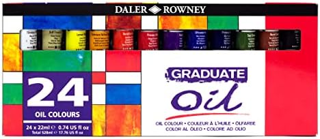 Daler Rowney Graduate 22ml Oil Paint Set, 24 Assorted Colours, High Lightfastness, For Student Artists & Hobbyists