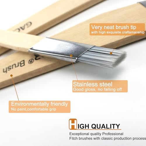 GACDR Slant Lining Fitch Trim Paint Brushes, Pack of 6, 0.5", 0.75", 1" | Angled Cutting In Paint Brush, Fast Accurate Detail & Control, Hobby & Craft, 2 Each of 3 Sizes