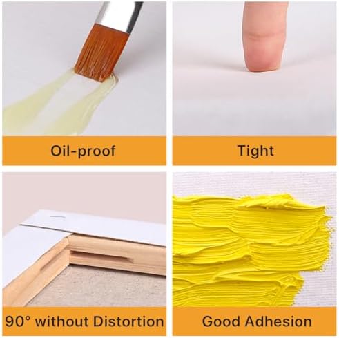 CONDA Mini Stretched Canvas for Painting, 4x4In Canvas in Bulk 12Pack 4/8In Profile Small Square Canvas, 100% Cotton Primed Blank Canvases for Acrylics, Oils Painting, School Projects and Home Decor