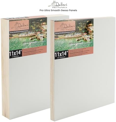 Da Vinci Pro Ultra Smooth Wood Canvas Gesso Board - 2" Deep, 12x12 Single White Acrylic Polymer Gesso Panels for Painting Fine Portraits and Ultra Fine Detail Illustrations and Artwork