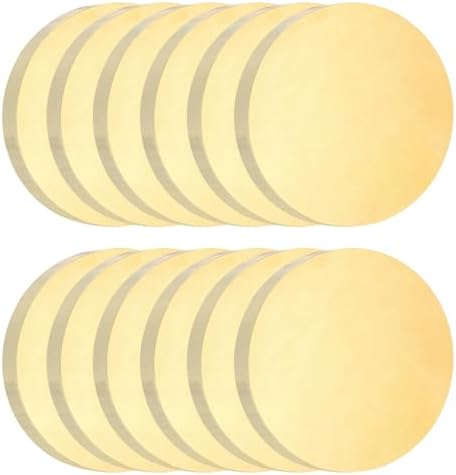 uxcell 12Pcs Brass Round Plate, 0.04"(1mm) Thick 0.6"(15mm) Dia H65 Brass Round Disc Blank Metal Sheet Copper Circle Disc for Metal Stamping DIY Crafts