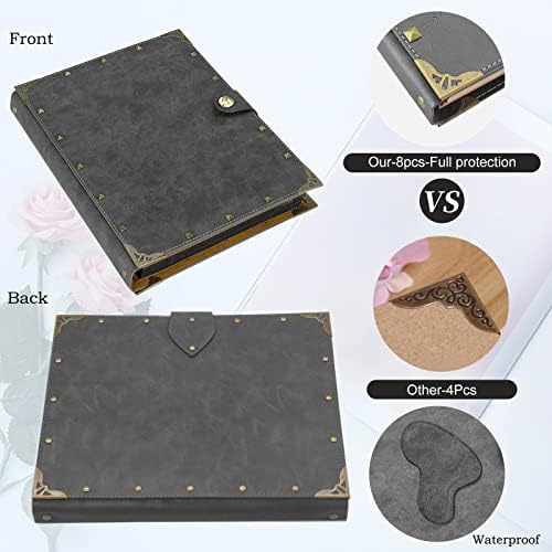 ZEEYUAN Leather Scrapbook Memories Photo Album 60 Pages, Vintage Photo Scrap Book Travelling Journal Scrapbook Mothers Day Gifts for Mom Family Scrap Book