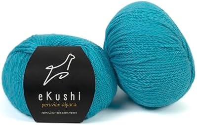 100% Baby Alpaca Yarn for Knitting & Crocheting - Set of 2 Skeins of Premium Yarn DK - Lightweight, Hypoallergenic & Thermal Peru Made - Ideal for Delicate Projects (BL799 - Cyan Blue)