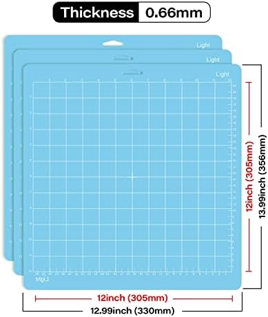 Gwybkq Cutting Mat, Compatible With Cricut Maker 3/Maker/Explore 3/Air 2/Air/One 12 Pack 12x12 Adhesive Sticky Light Cut Mats Replacement Accessories Quilting Scrapbooking & Stamping Supplies Blue