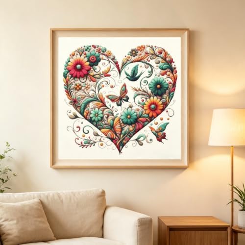 Flower Heart Diamond Painting Kits for Adults, Butterfly Diamond Art