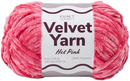 Craft County Bulky 5 Velvet Yarn – Super Soft Polyester Yarn for Blankets, Home Décor, and More!