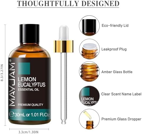 MAYJAM Lemon Eucalyptus Essential Oil for Diffuser Skin Care, 1.01fl.oz