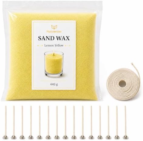 Sand Wax for Candle Making, 440g Refillable Candle Wax Sand,Lemon Yellow
