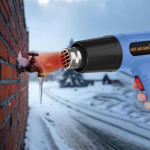 Digital Heat Gun, 110V Adjustable Hot Air Gun with 4 Nozzles, Side LCD Display, Rear Rotating Temp Control, 50-650℃（122-1202℉),Overload Protection, 4.9FT Cord Portable Heat Gun for Crafts, Shrink Wrap