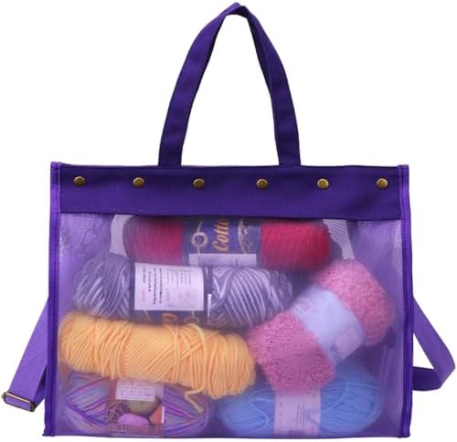 Knitting Bag Large Yarn Storage Organizer,Yarn Bags for Crocheting,Crochet Storage Bags for Crochet Hooks,Knitting Needles,Knit Bags Ideal Knitting & Crochet Gift(Purple)