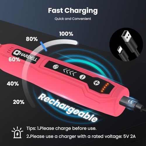 HARDELL Mini Cordless Rotary Tool, 4V 129pcs Rechargeable Rotary Tool Kit | USB Charging Multi-Purpose DIY Tool for Sanding, Polishing, Drilling, Engraving, Woodworking, Craft