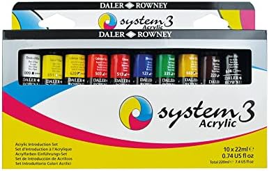 Daler Rowney System3 10-Tube Acrylic Paint Set for Adults - Acrylic Painting Supplies for Artists and Students - Acrylic Paints for Murals Canvas and More - Art Paints for Any Skill Set