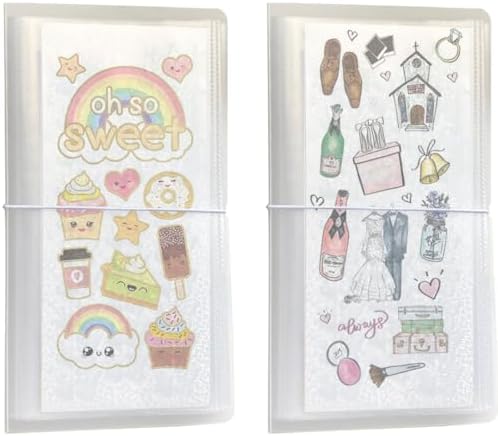 2 Pcs Sticker Storage Book, BetterJonny Large Clear Storage Book for Planner Scrapbook Stickers Organizer Binder 50 Page 4.8 x 9.7 Inch