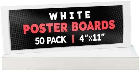 Hygloss Small Poster Board 4x11 - 50 Count Bulk Pack - 10 Pt. Thickness White Poster Board Paper for Projects, Presentations, Displays, Signs, Crafts - Blank Posterboard Multipack 4" x 11"