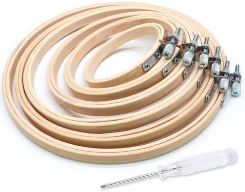 Biaungdo 6 Pcs Embroidery Hoops Set, Round Wood, 3/4/5/6/7/8 Inch