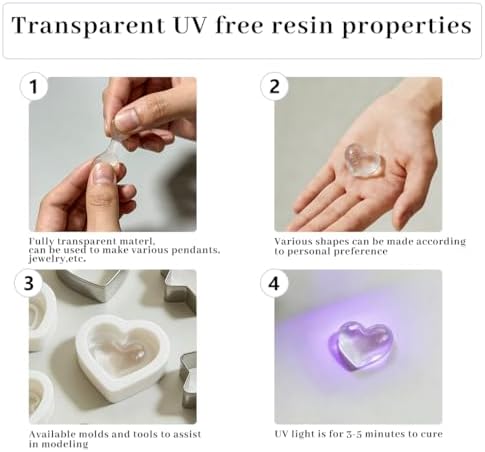 UV Clay Clear Polymer Resin for 3D Crafts, DIY Jewelry Making, Silicone Molds, UV Curing, Crystal Clear Casting, Miniature Art, and Handmade Resin Projects (8.8oz)