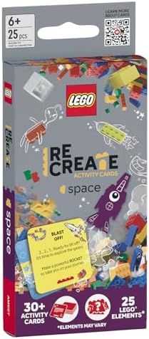 LEGO Recreate Activity Cards – Space | Outer Space Building Game with 30+ Activity Cards & 25 LEGO Elements | Ages 6+