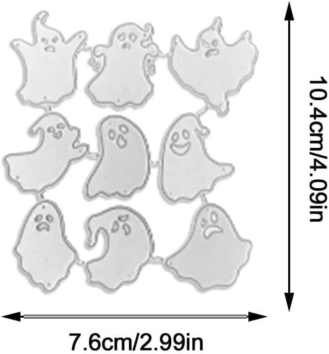 Silver Halloween Ghost Metal Cutting Dies Ghost Die Cuts Embossing Stencil Template for Card Making DIY Scrapbooking Album Paper Craft Decorative Die-Cuts