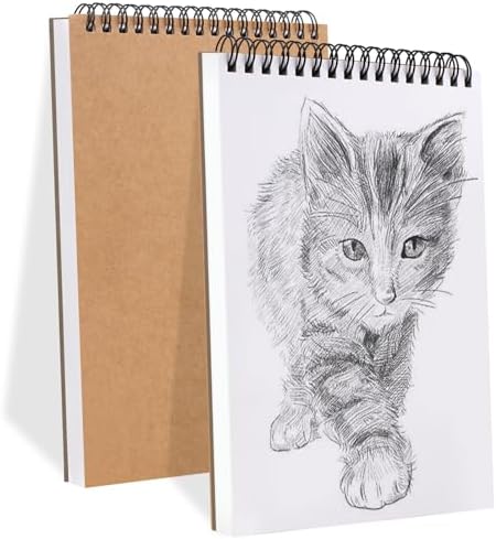 Utron 2 Pack Sketch Book, 5.8” x 8.3” Small Sketch Pad,100GSM/68LB Sketchbook for Drawing, A5 Drawing Paper, Thick Small Drawing Notebook for Painting Beginner, Artist (50 Sheets/Pack)