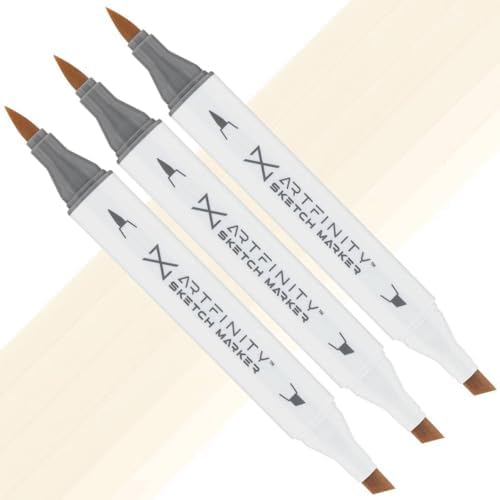 Artfinity Sketch Markers - Set of 3 - Eggshell Y8-1, Vibrant, Professional, Dye-Based Alcohol Markers for Artists, Drawing, Travel, & More