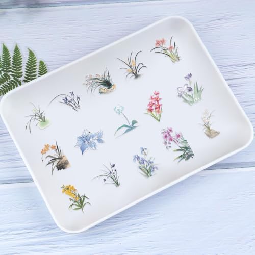 50 Pack Boho Wildflower Transparent Stickers - Waterproof PET Scrapbook Stickers for Journal, Guitar, Laptop, Phone Case - Ins Aesthetic Botanical Decals