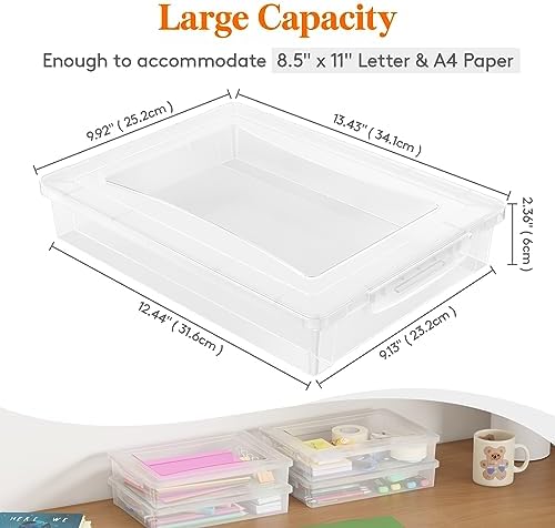 Lifewit Paper Organizer Storage with Lid, Fits 8.5" x 11" Letter, 4 Pcs
