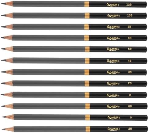 Cezanne Graphite Drawing Pencils Set - Assorted Set of 12 Break-Resistant Graphite Lead, Easy-to-Sharpen Sketch Pencils, Master Artist Quality Graphite Pencils for Technical and Artistic Drawing
