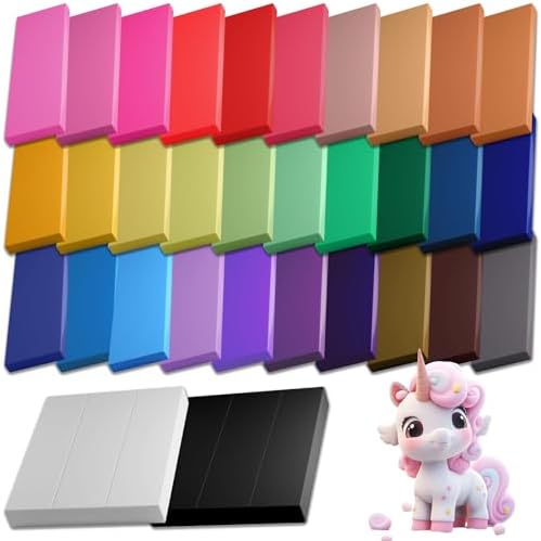 Tomorotec 32 Colors Polymer Clay Kit, 22.4 oz Soft Oven Bake Clay for Kids | Easy to Condition by Hand, Flexible for Blending and Stamping, Accepts Acrylic Paint and Alcohol Ink After Baking