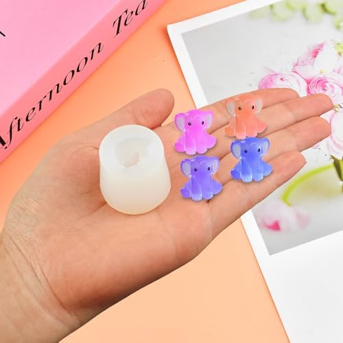 Cute Tiny Elephant Shape Resin Silicone Mold Micro Dollhouse Animal Epoxy Casting Mold for DIY Resin Art Fairy Garden Miniatures Landscape Crafts Decor