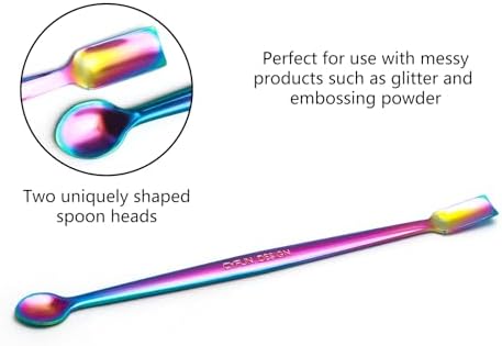 Briartw 5 Pcs Stainless Steel Craft Spoon | Mess-Free Crafting with Dual-Shaped Spoons for Glitter, Embossing Powders, Sequins & Small Embellishments | Colorful | 6.7inch Length