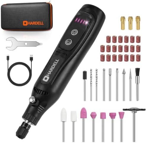 HARDELL Mini Cordless Rotary Tool 4V, 5-Speed 42pcs Mini Drill Craft Tool