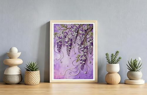 Violet Special Shape Pearl Painting Kits for Adults,5D Diamond Art Pearl Painting Kits for Beginner，DIY Pearl Diamond Dots Gem Art Craft for Home Decor 12 x 16 inch