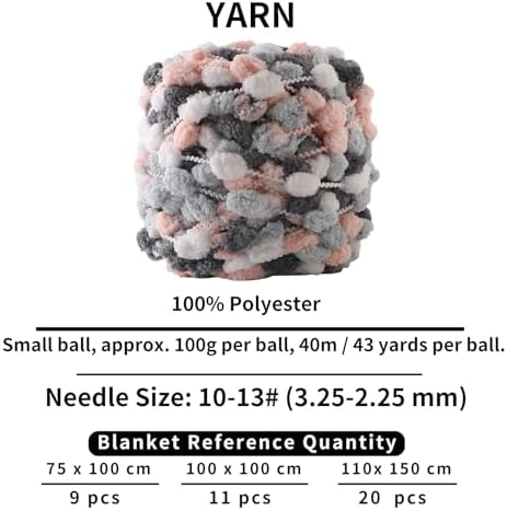 Hand-Woven Ball Yarn, 4 Pack, 380g Total, for Blankets, Cushions, and Pet Nests, Fluffy Chunky Craft Yarn (Kitten)