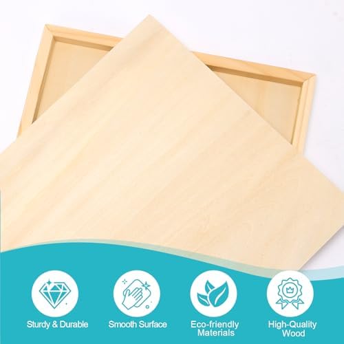 ESRICH 5x5 Inch Wood Panels, 6 Pack Square Craft Wood Canvas Boards, Blank Unfinished Wooden Art Board for DIY Art Creations Such as Painting, Acrylic Pouring, Resin, Burning, Collage, etc.