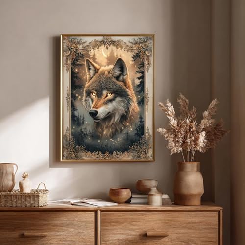 CRZMODE Wolf Paint by Numbers Kit for Adults, Wolf Paint by Numbers for Adults, Acrylic Painting Crafts for Home Decor Gift (16x20inch)