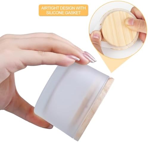 SHOWIN Thick Candle Jars for Making Candles 20 Pcs, 4 OZ Empty Jars with Wood Lids for Candle Making, Sample Container, Frosted White