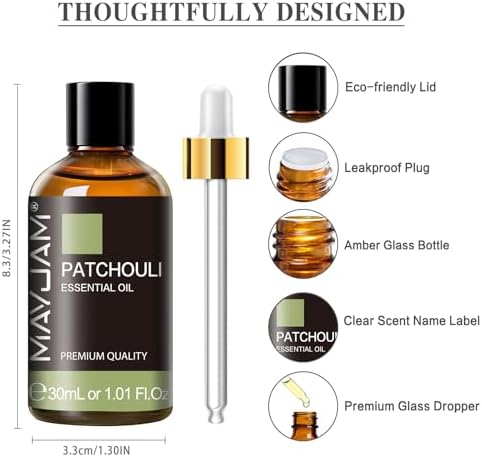 MAYJAM Patchouli Essential Oil for Diffuser Soap Candle Making, 1.01fl.oz