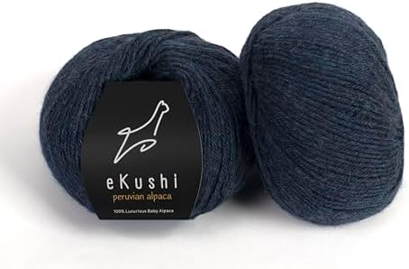 100% Baby Alpaca Yarn for Knitting & Crocheting - Set of 2 Skeins of Premium Yarn DK - Lightweight, Hypoallergenic & Thermal Peru Made - Ideal for Delicate Projects (M060 - Indigo)