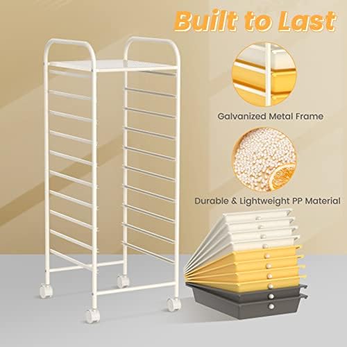COSTWAY 10-Drawer Rolling Storage Cart, Utility Mobile Trolley