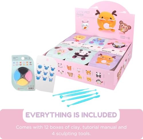 LOUFOR Air Dry Clay Kit -12 Animals Modeling Clay for Kids Arts and Crafts
