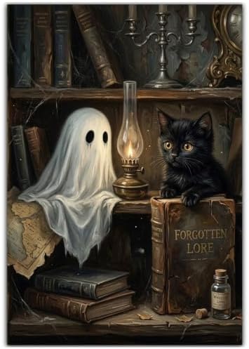 CRZMODE Halloween Paint by Numbers Kit for Adults, Ghost and Cat, 16x20inch
