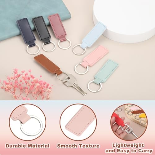 MECCANIXITY Leather Keychain Blanks Bulk Rectangle Laser Engraving Keychain Kit