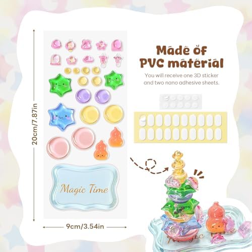 3D Resin Stacking Stickers - Cute Transparent Crystal DIY Decoration Kawaii Used for Scrapbook, Desk, Phone Case Decoration DIY Desktop Decoration